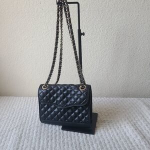 Rebecca Minkoff Quilted Black Leather Gold Chain Purse